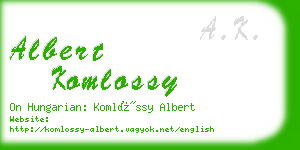 albert komlossy business card